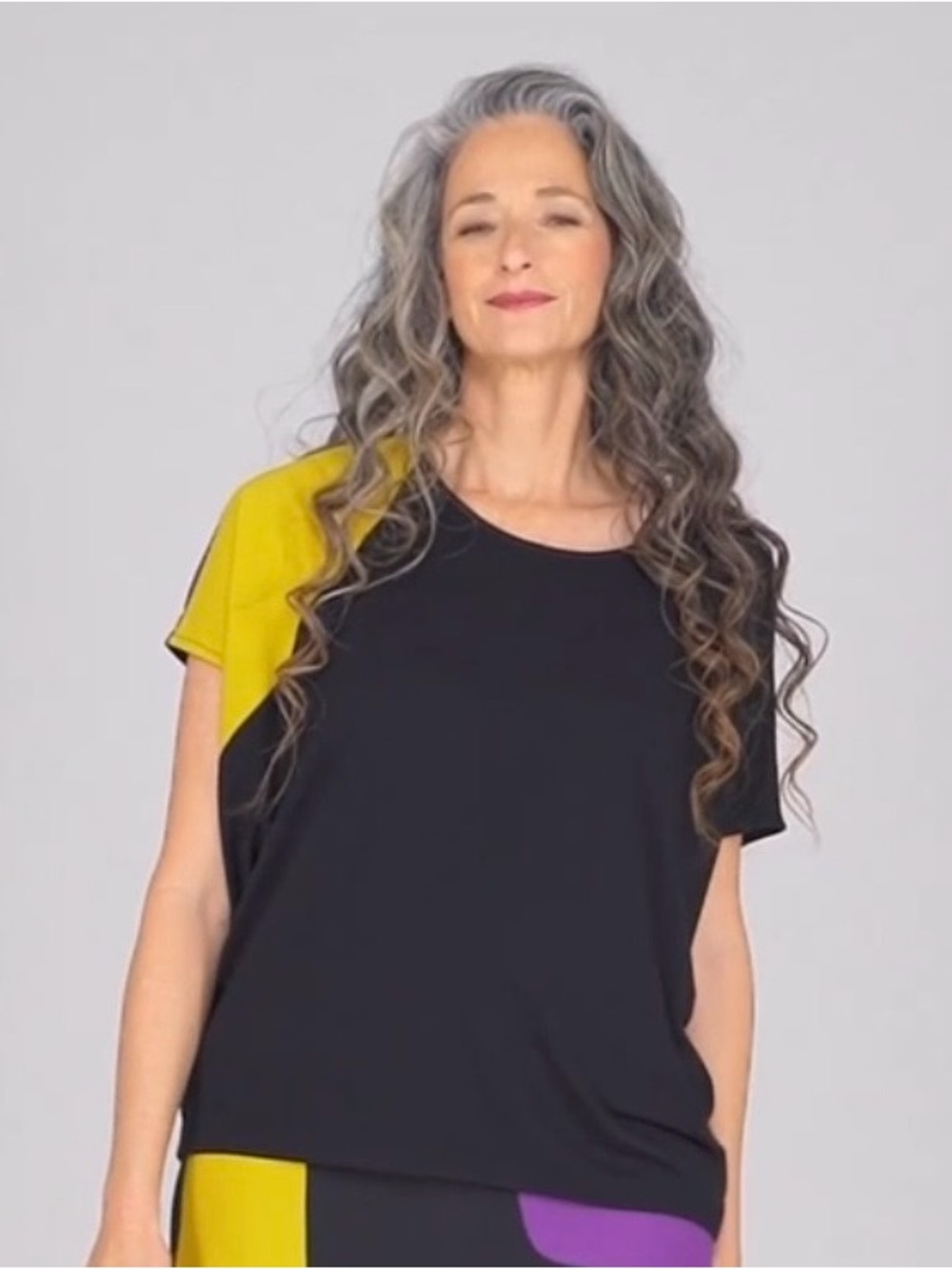 TEKBIKA BLISS BOXY TOP, MULTI (YELLOW/PURPLE) Size LARGE